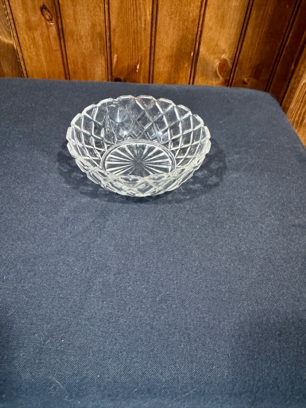 Vintage Anchor Hocking Clear Waterford Waffle Pattern Dessert Bowl